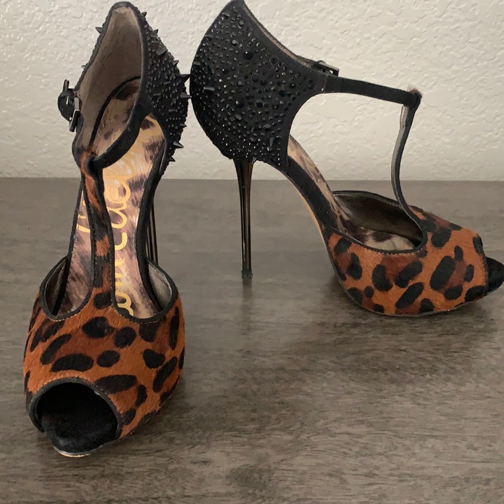 Leopard spike heels